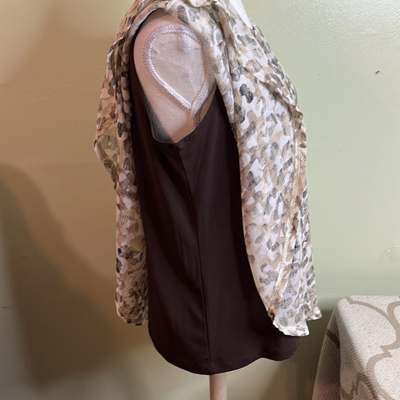 Chico's Brown Asymmetrical Jayma Poncho in Desert Animal Beige, size medium - Picture 14 of 15